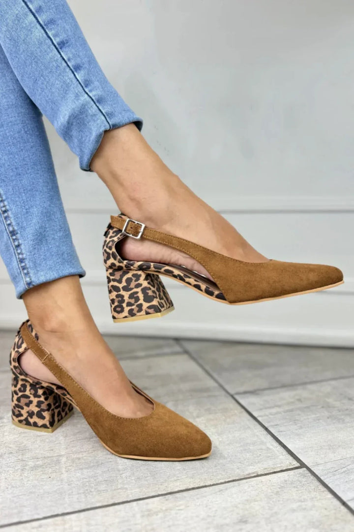 VIELLA | LEOPARD PRINT HEEL SLINGBACKS
