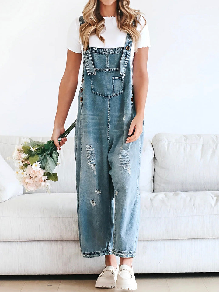 Barbara - Wide-Leg Denim Overalls