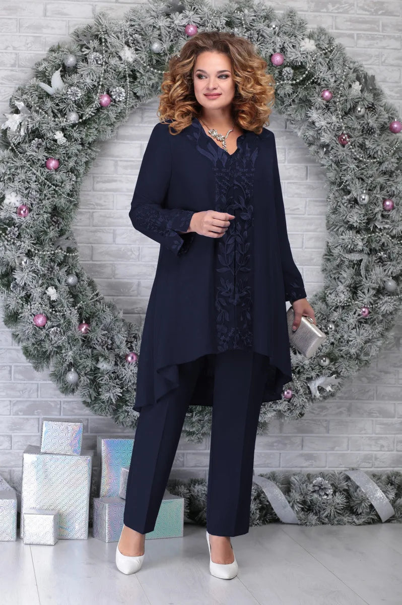 Marlene -  Plus Size Embroidered 3-Piece Set