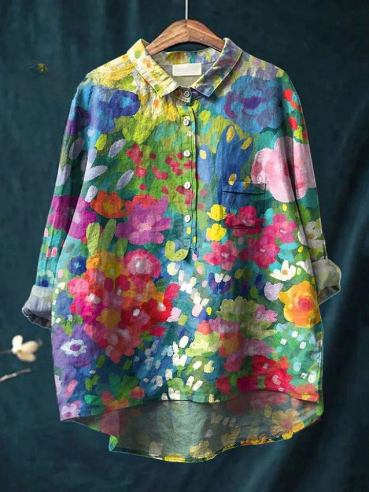 Lina | Vibrant Floral Embroidered Shirt