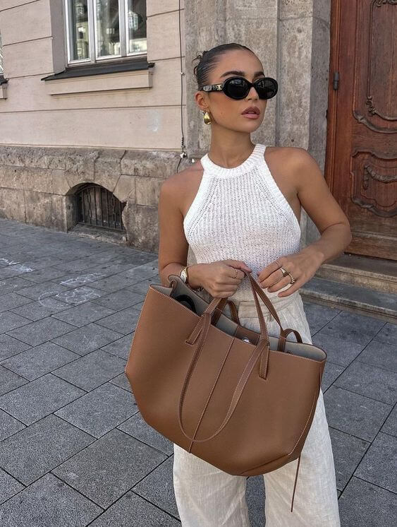 Caroline - Oversized Structured Leather Tote