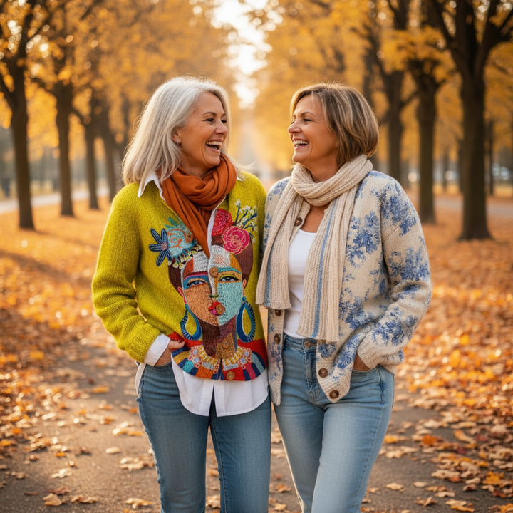 Women's Lovely Floral Art Print Buttoned Cardigan Sweater