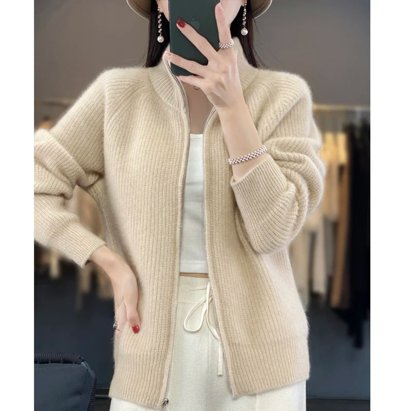 Vienna | Pure Wool Zipper Cardigan