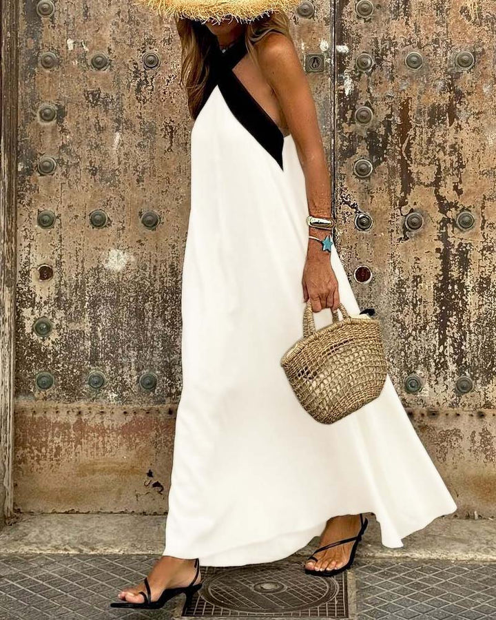 Liora - Flowing Cross-Strap Maxi Dress