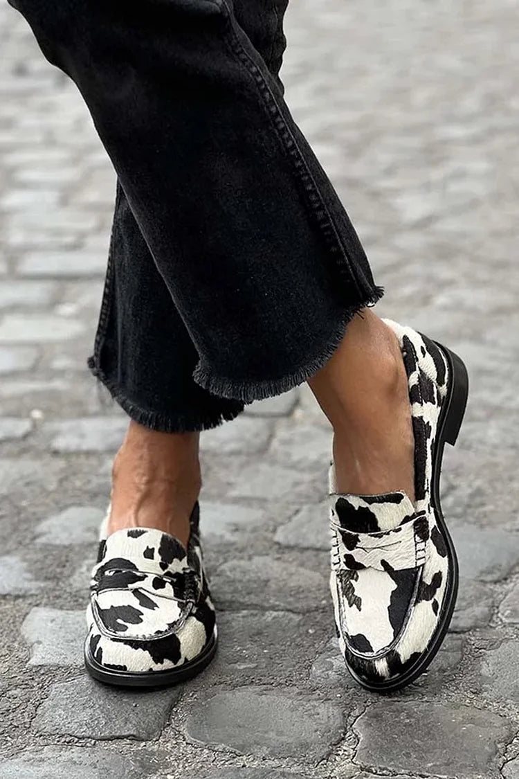 VIELLA | COW-PRINT LOAFERS