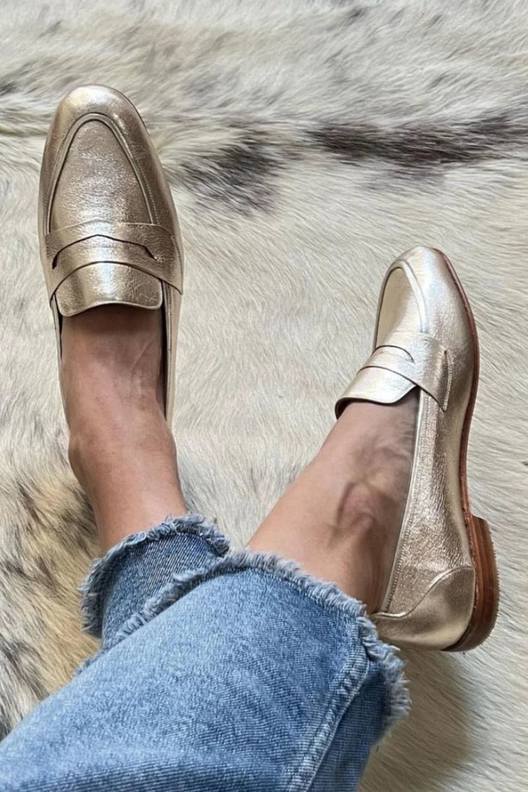 VIELLA | SHINY LIGHT GOLD LOAFER