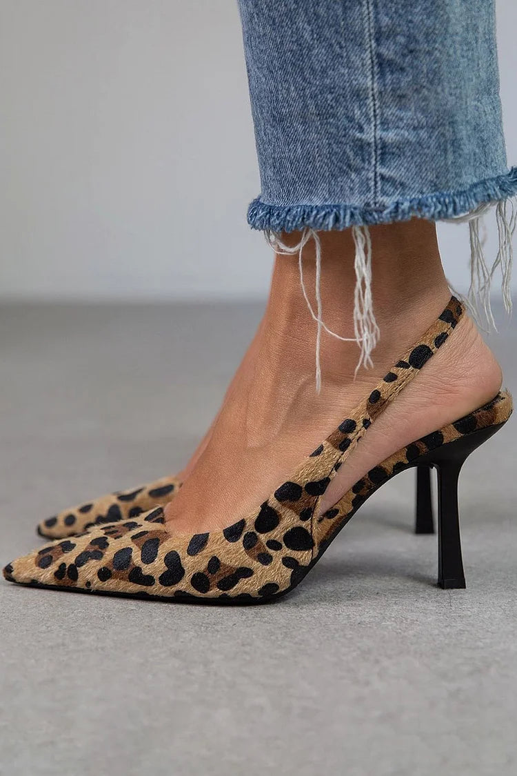 VIELLA | LEOPARD SLINGBACK HEELS