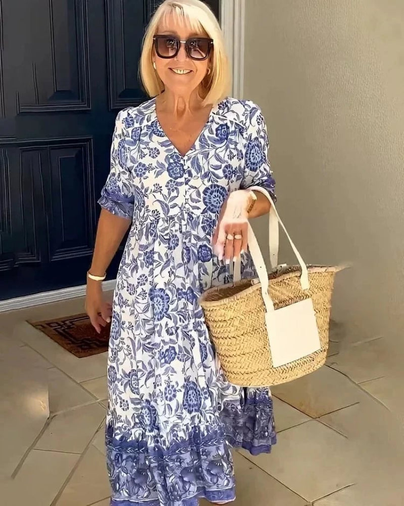 Serenya - Breezy Printed Midi Dress