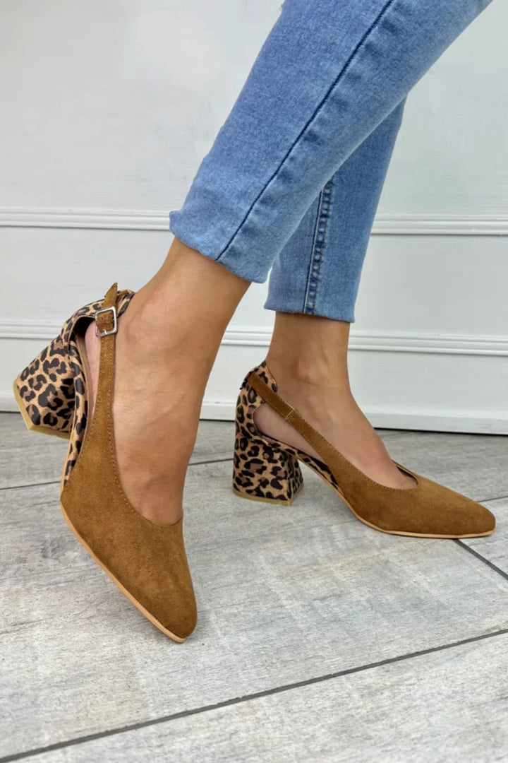 VIELLA | LEOPARD PRINT HEEL SLINGBACKS