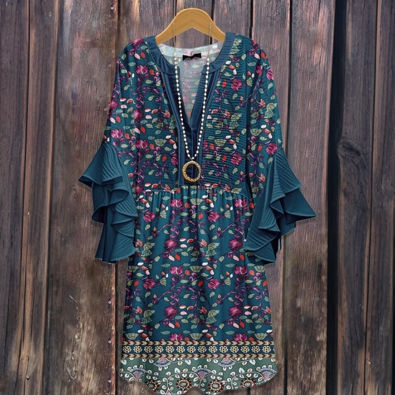 Retro Floral Pattern Dress