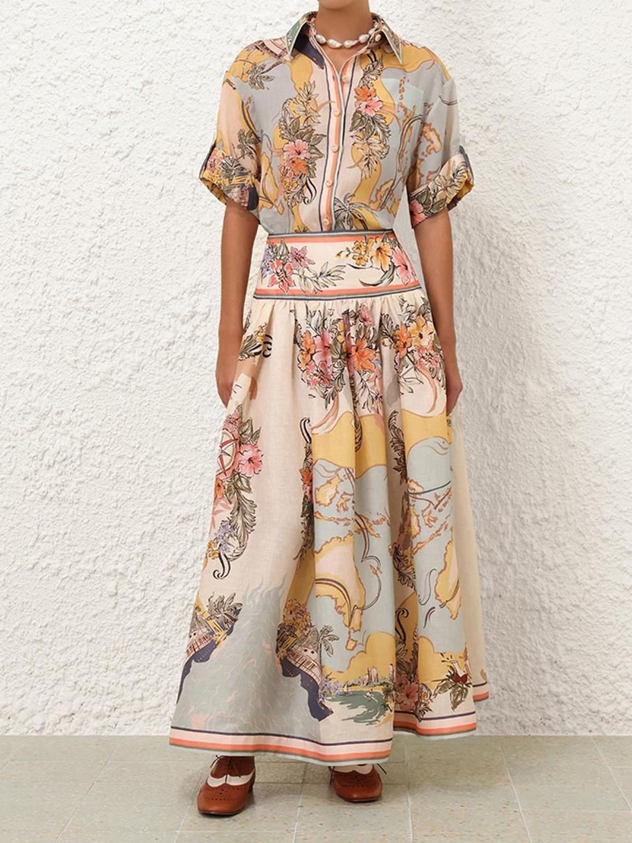 Emilia - Printed Maxi Skirt Set