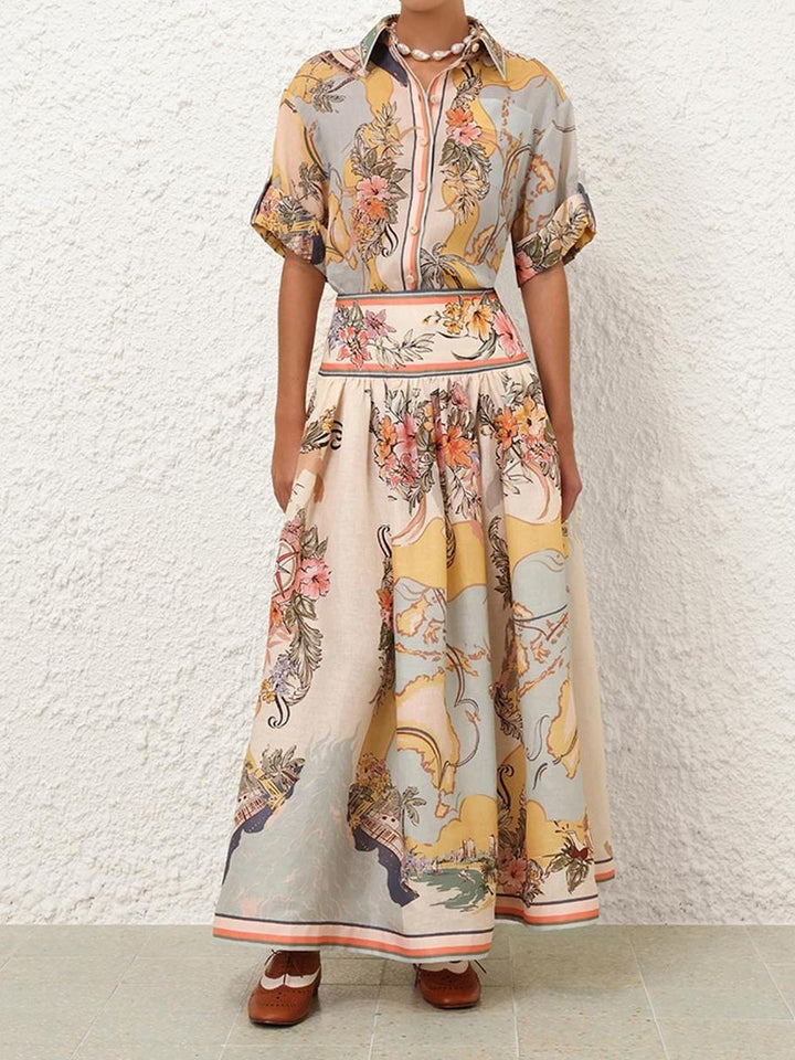 Emilia - Printed Maxi Skirt Set