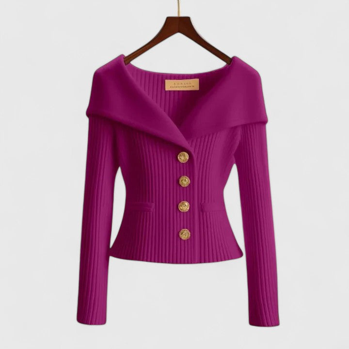 Avelora – Elegant Off-Shoulder Buttoned Top