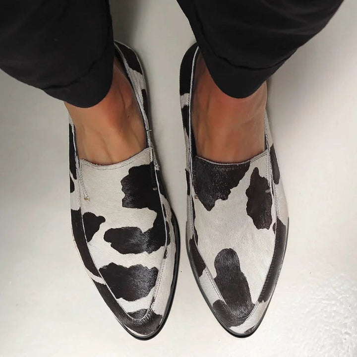 Elliot -Cow Print Slip-Ons