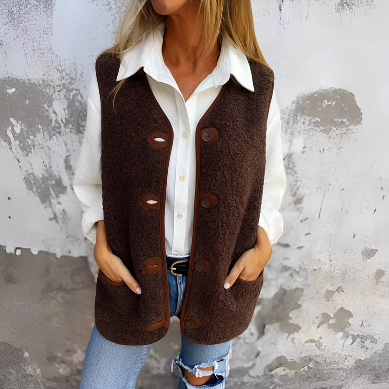 Joan - Women’s Button-Up Vest with Pockets