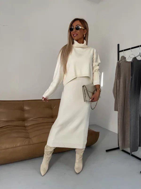 Elena - Knit Sweater Dress with Layered Versatility