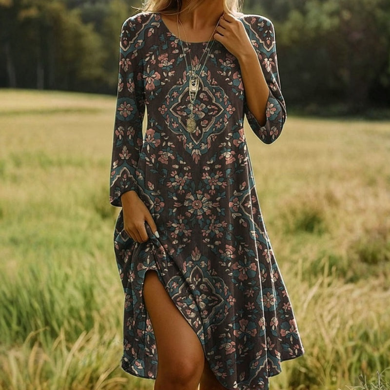 Retro Floral Pattern Dress