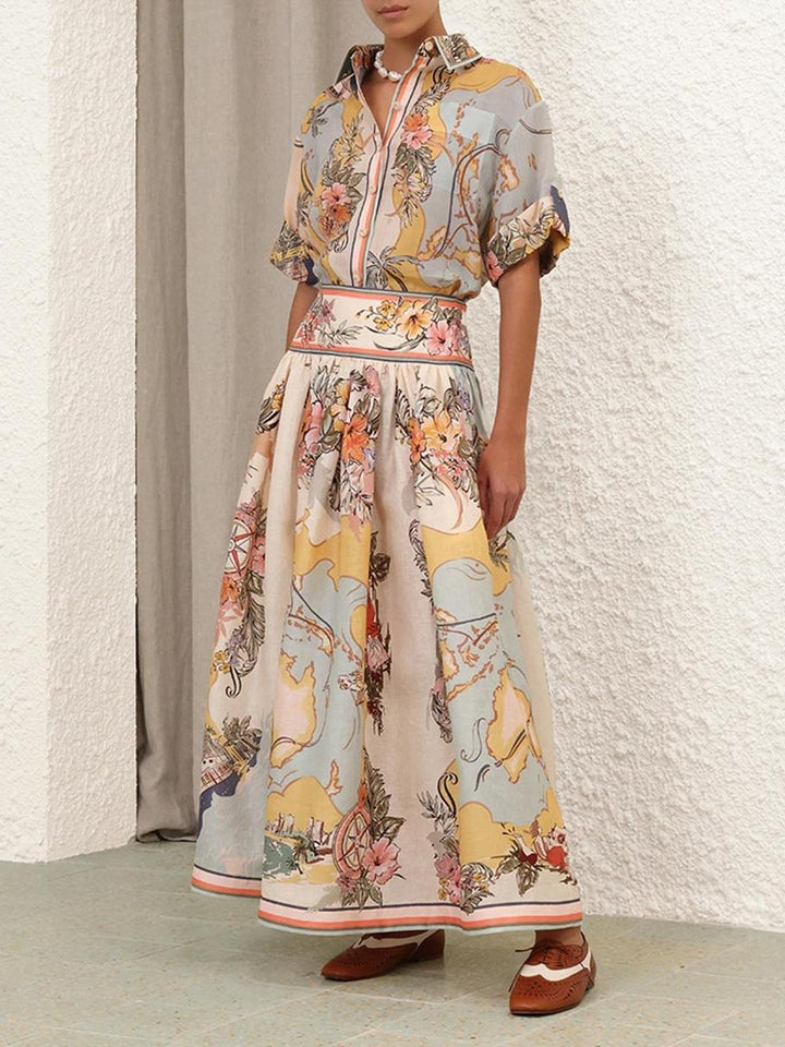 Emilia - Printed Maxi Skirt Set