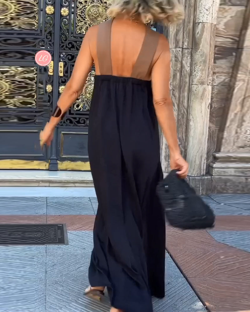 Liora - Flowing Cross-Strap Maxi Dress