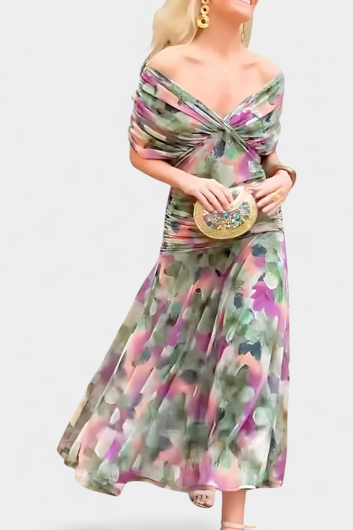 Alondra – Elegant Formal Dress with Off-Shoulder Design