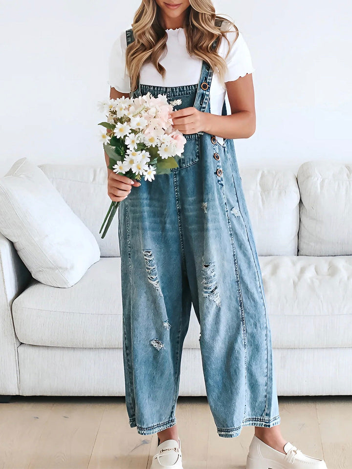 Barbara - Wide-Leg Denim Overalls