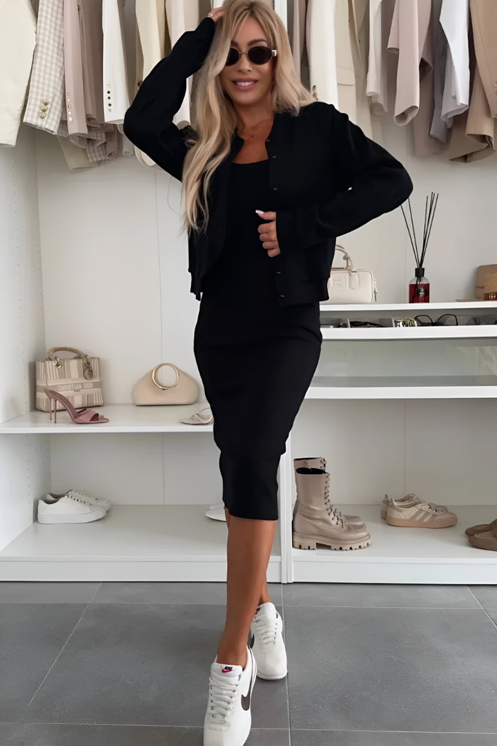 Aria- Two-Piece Knit Dress & Cardigan Set