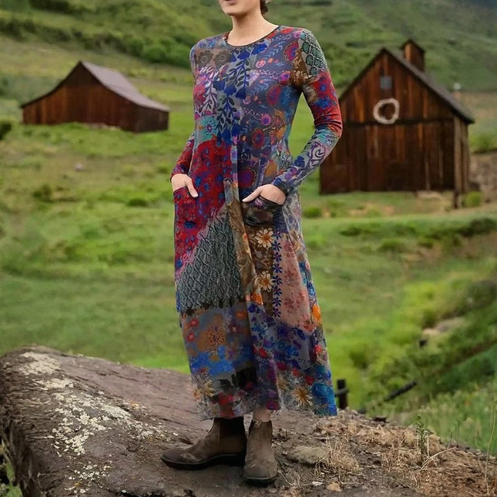 Retro Floral Print Dress