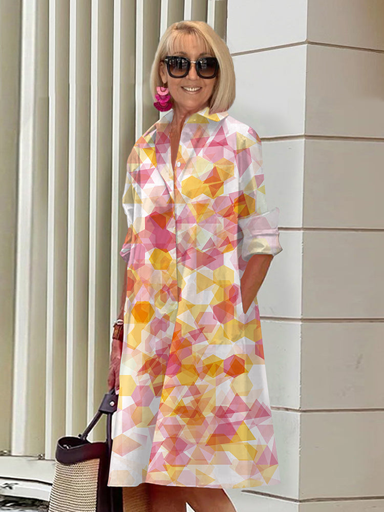 Danica | Chic Geometric Shirt Dress