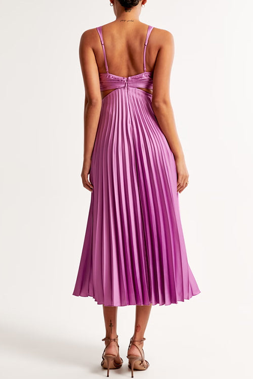 Caroline - Elegant V-Neck Pleated Skirt Dress for Women