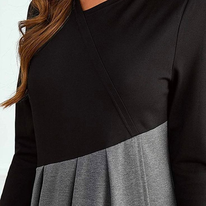 Astra - Two-Tone Long Sleeve Maxi Dress