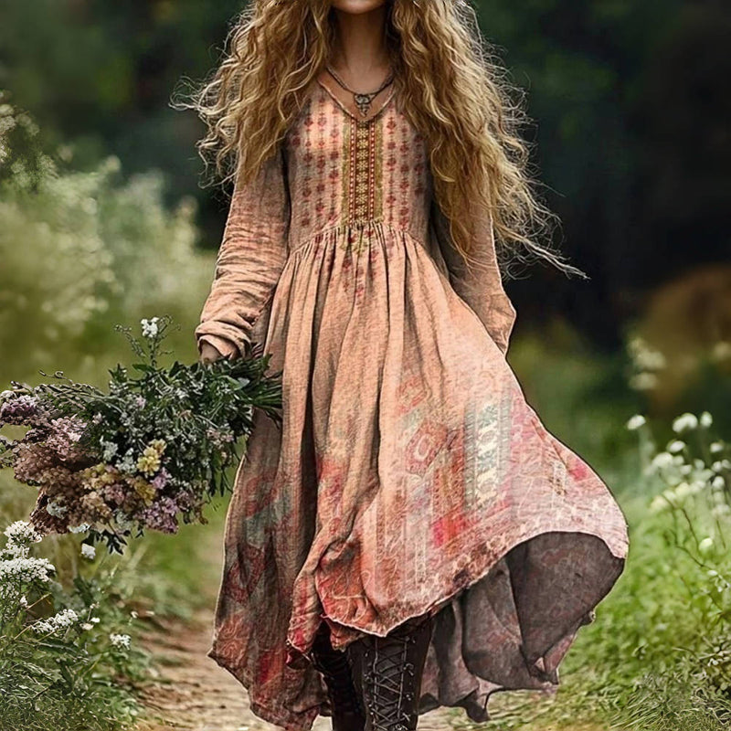 Retro Ethnic Print Dress