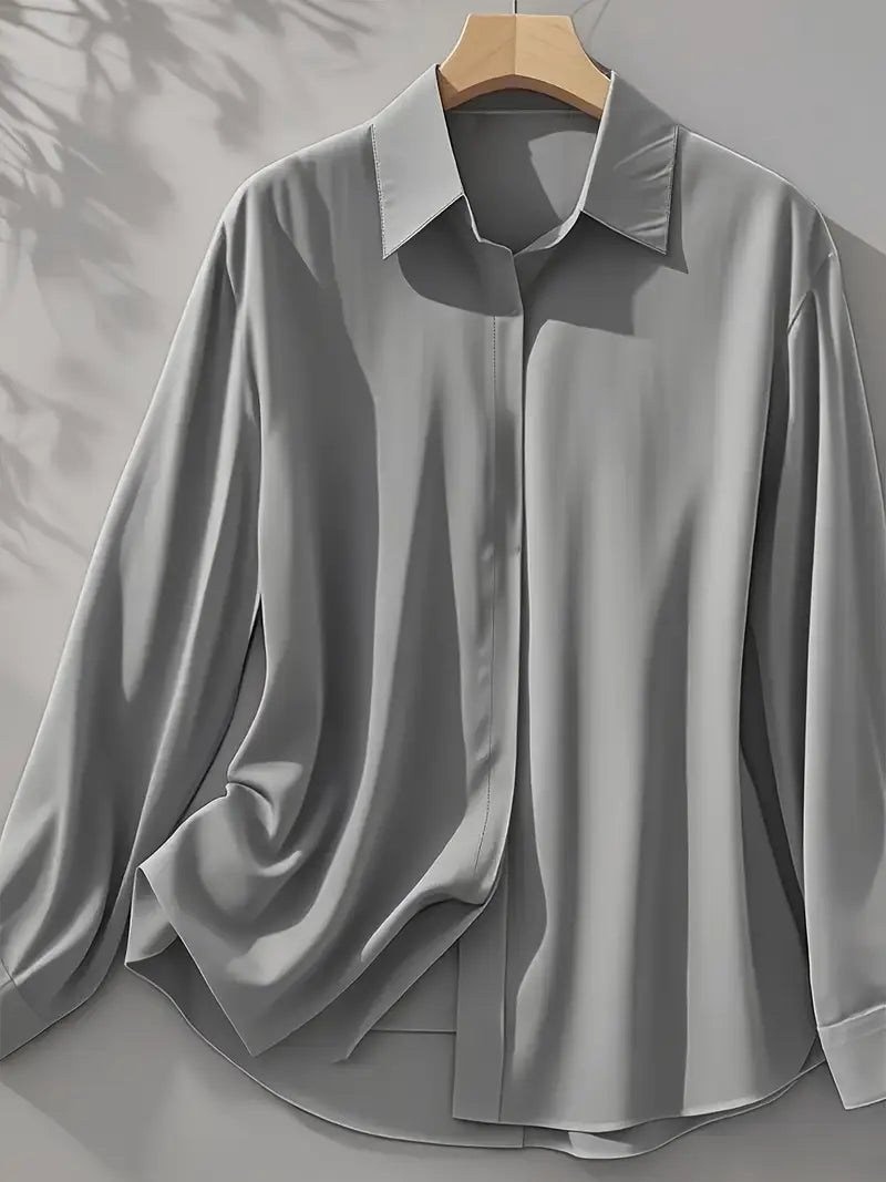 Anjeneth - Elegant Long Sleeve Button Down Shirt