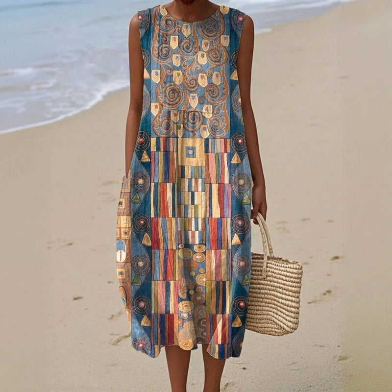 Vibrant Geometric Print Dress
