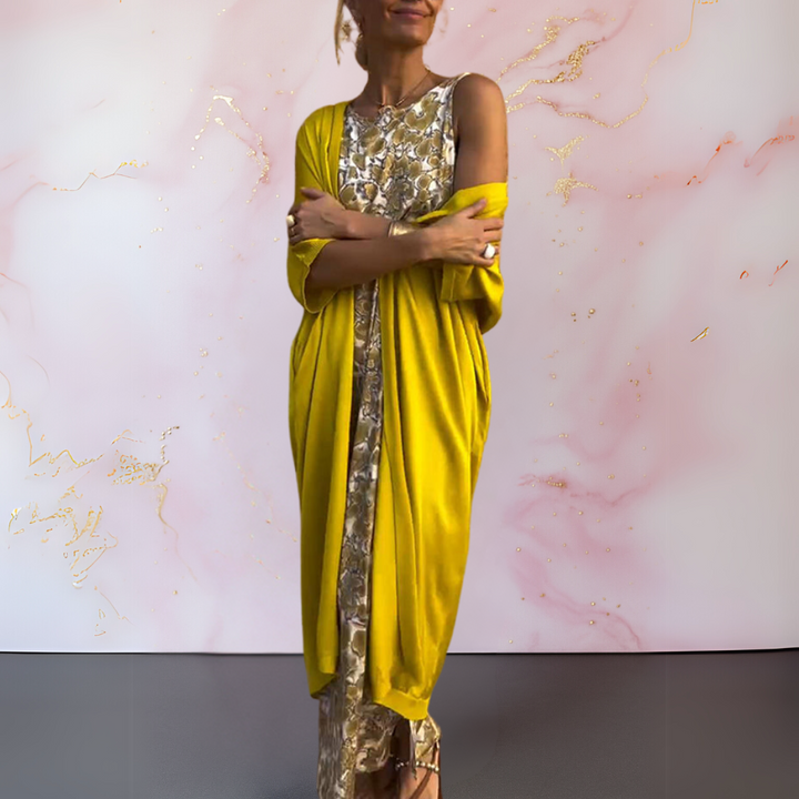 Isotta - Luxe Maxi Dress with Coordinating Shawl