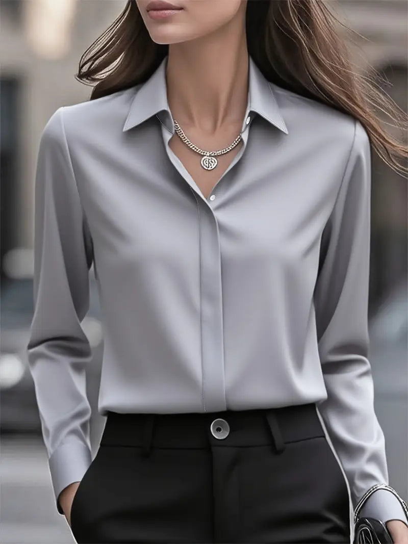 Anjeneth - Elegant Long Sleeve Button Down Shirt
