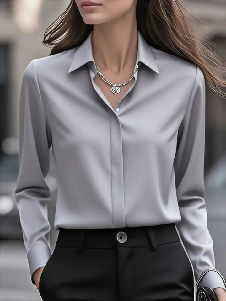 Anjeneth - Elegant Long Sleeve Button Down Shirt