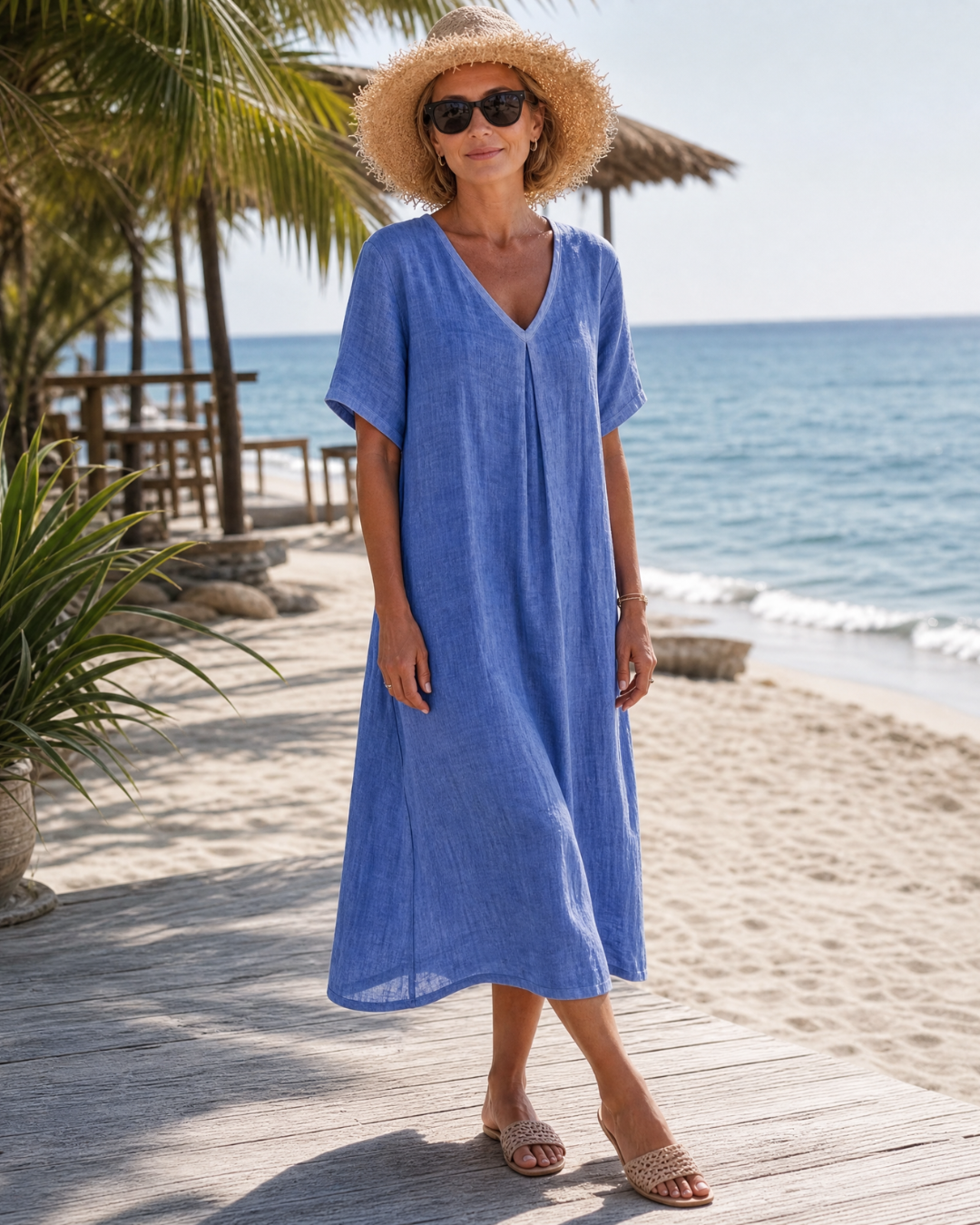 relaxed midi dress Cobalt KarenMillen Modal Drop Waist Midi Dress