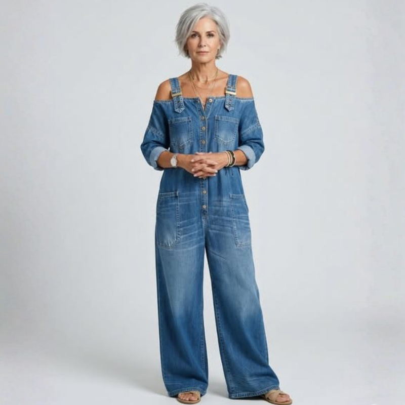 Sophia | Off Shoulder Denim Jumpsuit