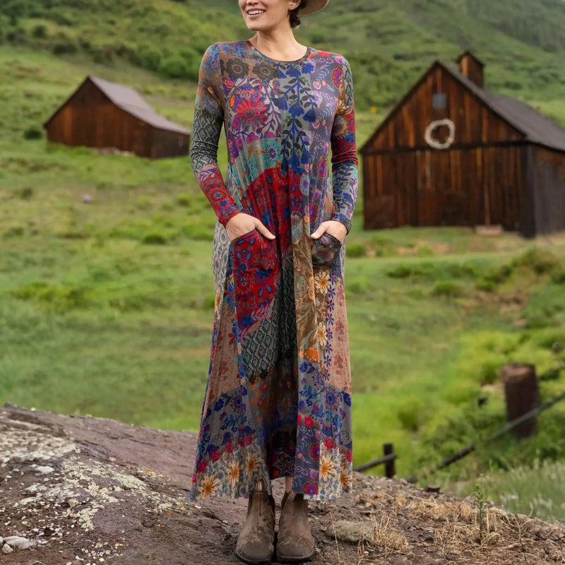 Retro Floral Print Dress
