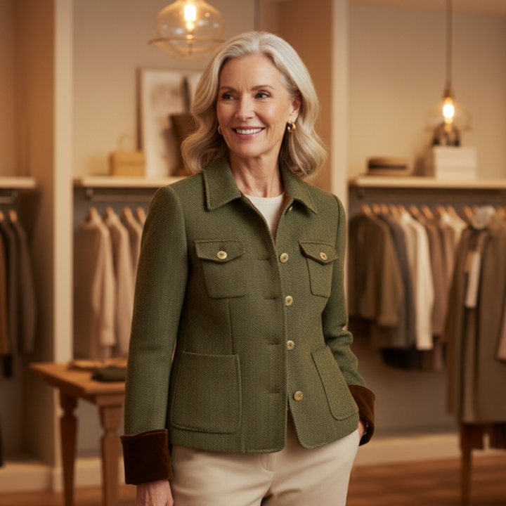 Corrie - Tweed Jacket with Velvet Details