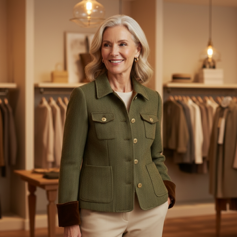 Corrie - Tweed Jacket with Velvet Details