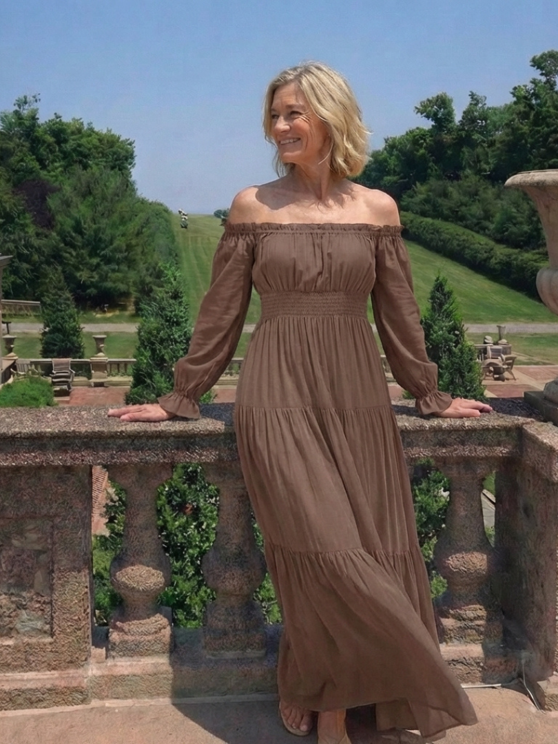 aveline off the shoulder dress Aveline Off Shoulder Dress