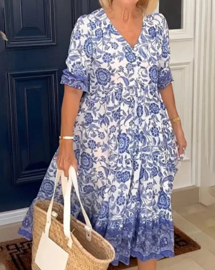 Serenya - Breezy Printed Midi Dress