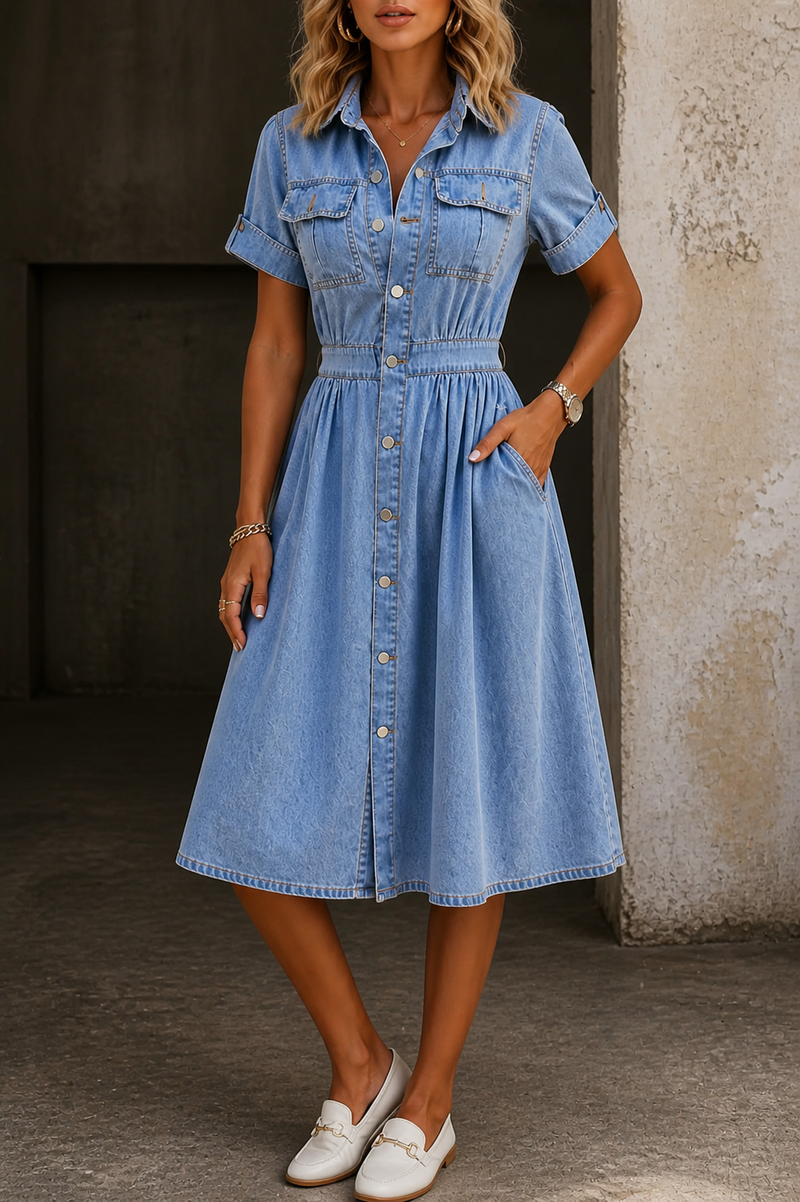 Deborah | Short Sleeve Denim Dress