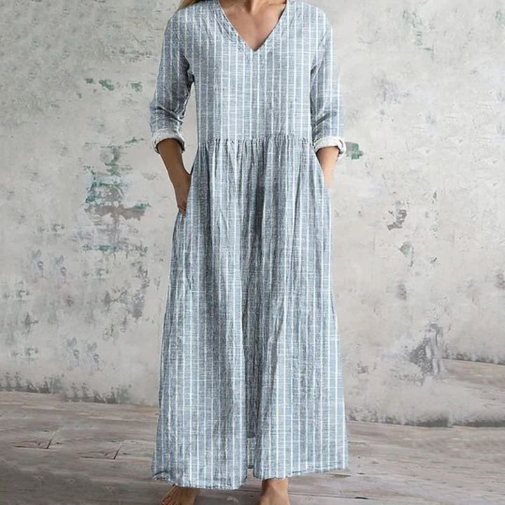 Casual Striped Dress with Long Sleeves