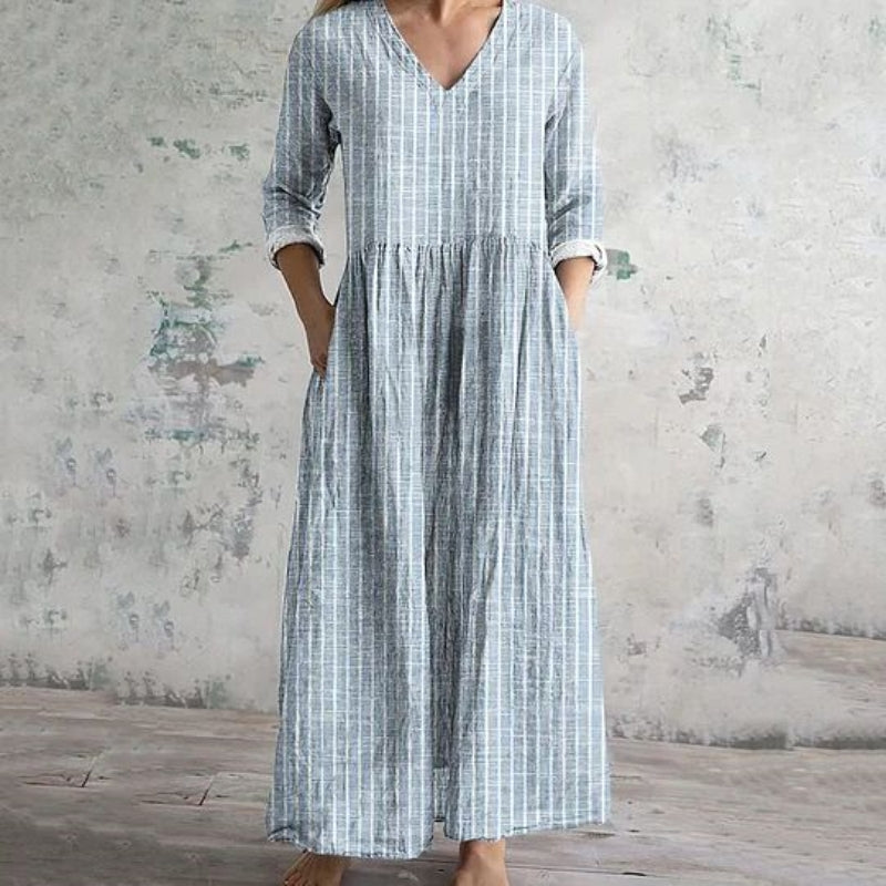 Casual Striped Dress with Long Sleeves