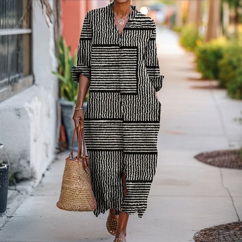 Casual Striped Dress with Long Sleeves