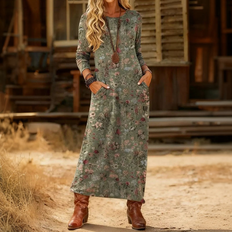 Retro Floral Pattern Dress