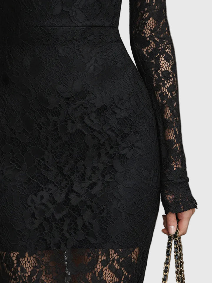 Monica | Elegant Lace Fishtail Maxi Dress