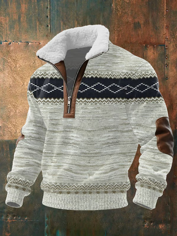Foster - Zip-Up Sweater with a High Fur-Trimmed Collar